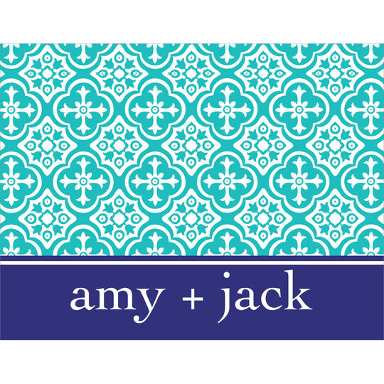 Turquoise and Navy Folded Note Cards